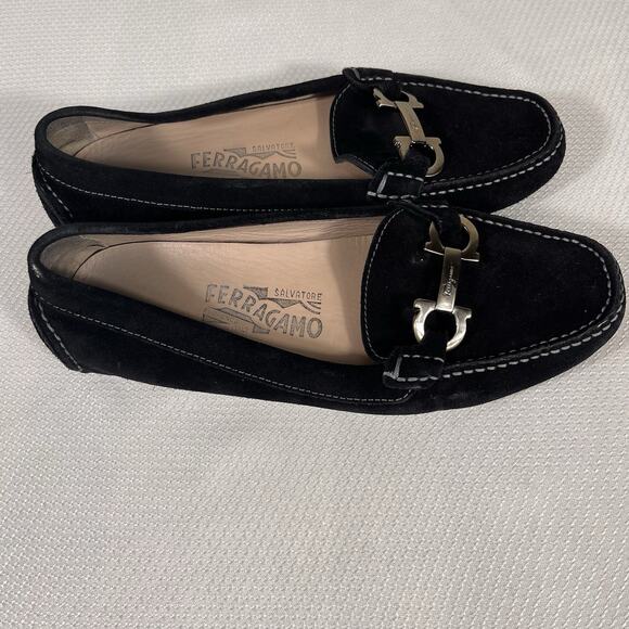 Salvatore‎ Ferragamo Woman’s Black Velvet Sarno Flat Loafer Black Size 5.5 - Picture 4 of 13